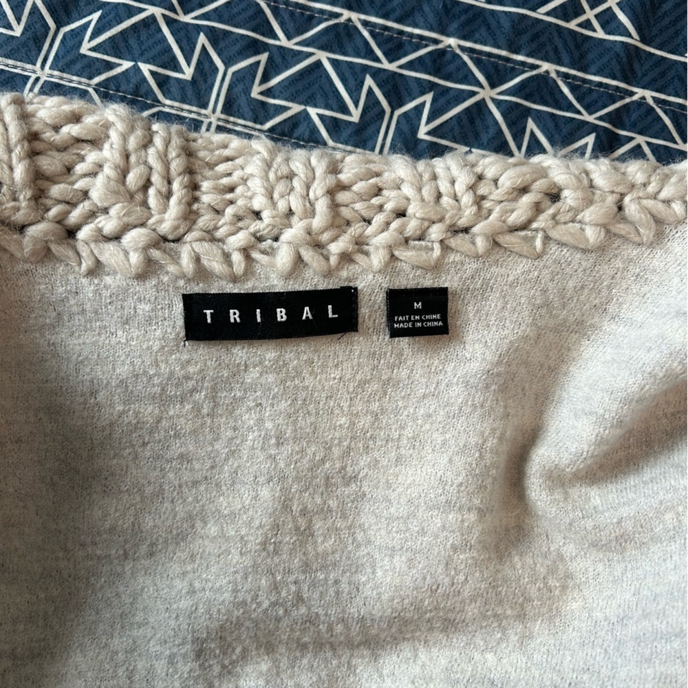 Tribal Light Gray Wool Asymmetric Turtleneck Sweater - Picture 8 of 9